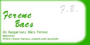 ferenc bacs business card